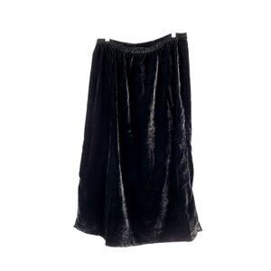 Vtg White Stag Velvet Maxi Skirt Size 18-20W Black Elastic Waist Side Slits